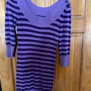 Purple Striped Sweater Dress